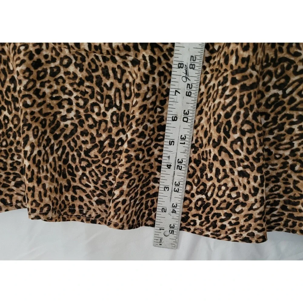 Leopard Animal Print Dress Womens Large Brown Ruffle Tiered‎ Sleeve 90s Mob Wife